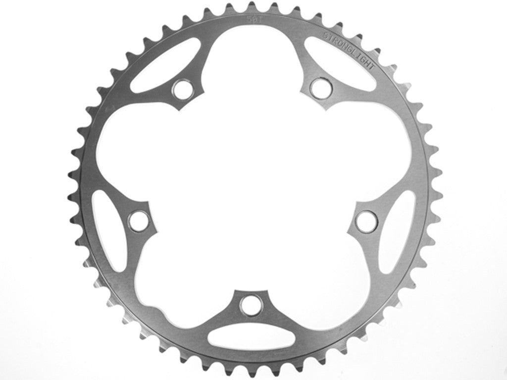 ROAD CHAINRING, STANDARD TYPE S - 5083 SILVER, 9/10 speed, 130 BCD Outer.50T, 5 arms, A Quality Stronglight product, CHAINRING - 267024 (Does NOT have Pickup Points)