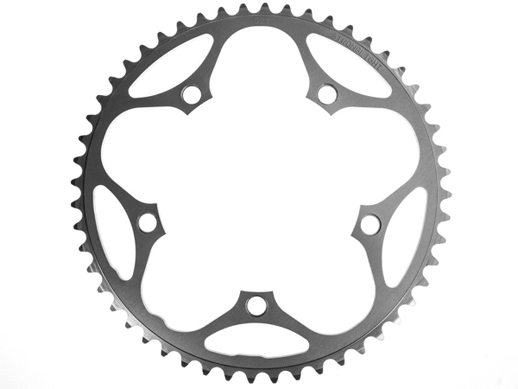 ROAD CHAINRING, STANDARD TYPE S - 5083 SILVER, 9/10 speed, 130 BCD Outer.52T, 5 arms, A Quality Stronglight product, CHAINRING - 267028 (Does NOT have Pickup Points)