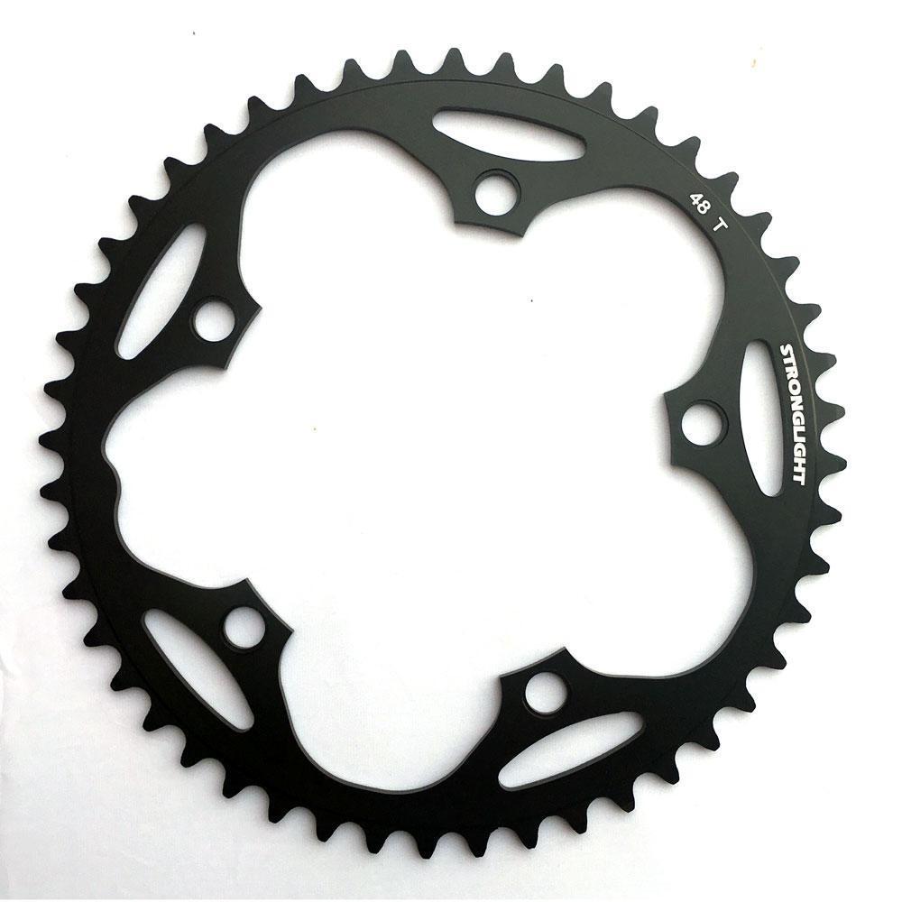 ROAD CHAINRING, STANDARD TYPE S - 5083 BLACK, 9/10 speed, 130 BCD Outer. 48T, 5 arms, A Quality Stronglight product, CHAINRING - 267070 (Does NOT have Pickup Points)
