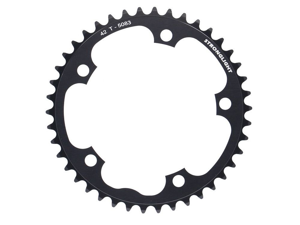 ROAD CHAINRING, STANDARD TYPE S - 5083 BLACK, 9/10 speed, 130 BCD Inner.42T, 5 arms, A Quality Stronglight product, CHAINRING - 267077 (does not have Pick up points)