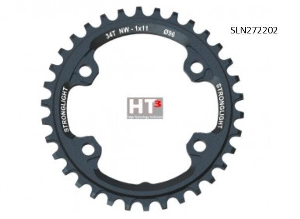 CHAINRING - MTB-NW "STRONGLIGHT", 34T, 7075 CNC Grey HT3 Shimano XTR - 96mm BCD, 4 Hole for 11 Spd - (Narrow Wide)