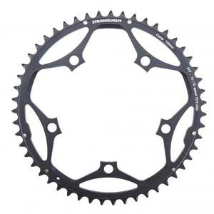 ROAD CHAINRING, STANDARD, TYPE S - 7075 CNC, BLACK, 11/10, 130 BCD, Outer, 53T, 5 arms "STRONGLIGHT"