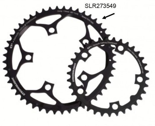 CHAINRING - ROAD "STRONGLIGHT", 52T, 7075 CNC Black CT2 - 110 BCD, 5 Hole for 10/11 Spd