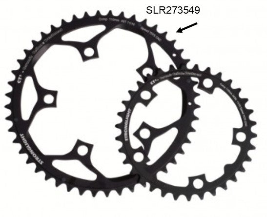 CHAINRING - ROAD "STRONGLIGHT", 52T, 7075 CNC Black CT2 - 110 BCD, 5 Hole for 10/11 Spd