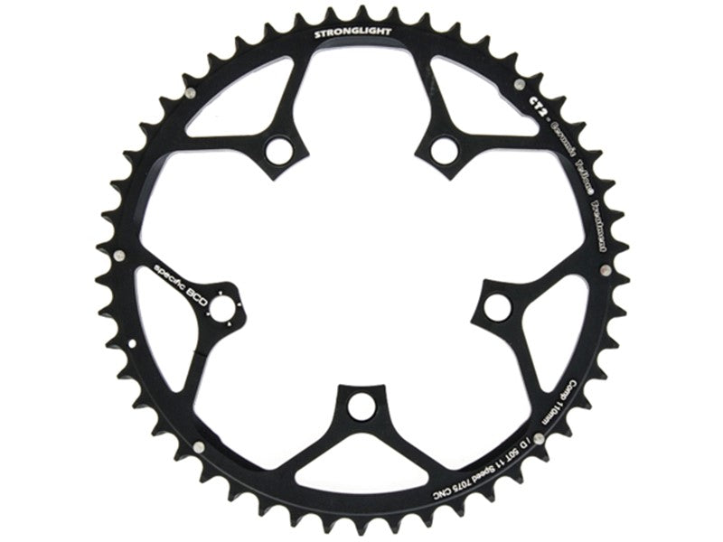 CHAINRING - ROAD "STRONGLIGHT", 50T, 7075 CNC Black CT2 CAMPAG - 110mm BCD, 5 Hole for 11 Spd