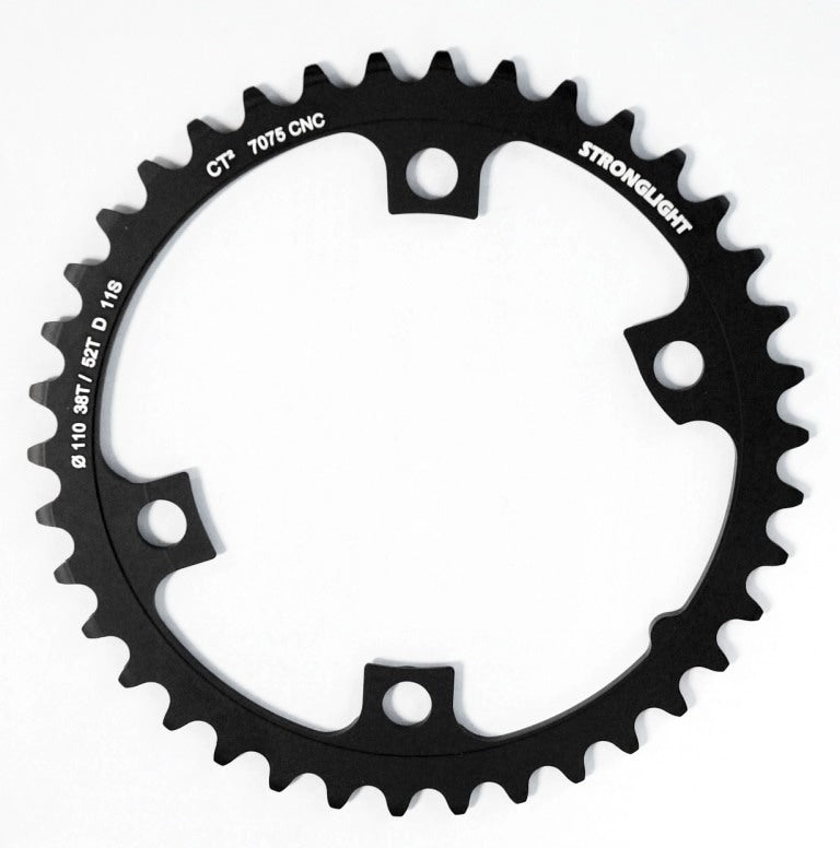 CHAINRING "STRONGLIGHT", ROAD CHAINRING SHIMANO DURA-ACE & DI2 FC-R9100 7075-T6 CT² (black) 11 speed, 110 BCD, Inner. 38T, 4 arms