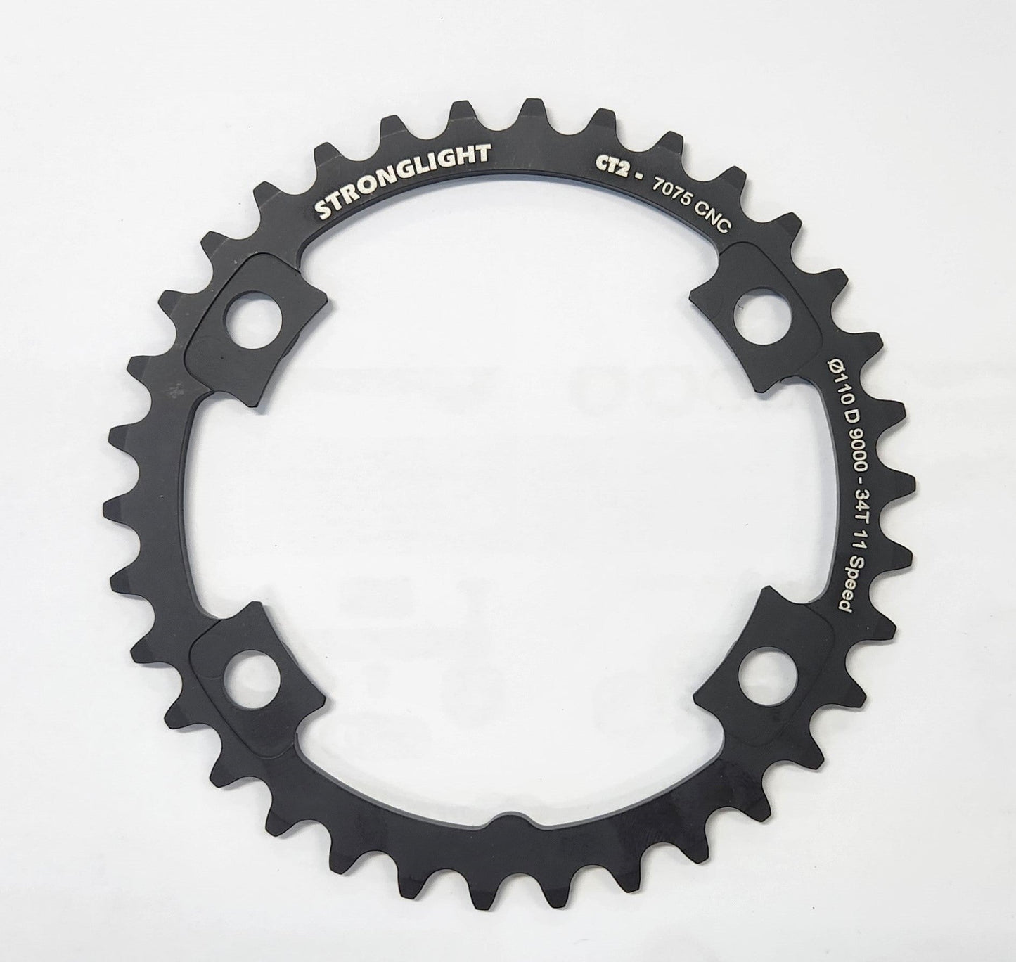 CHAINRING - ROAD "STRONGLIGHT", 34T, 7075 CNC Black CT2 Shimano Di29000 - 110mm BCD, 4B Hole for 11 Spd