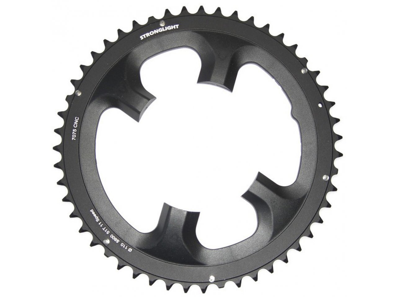CHAINRING - ROAD "STRONGLIGHT", 50T, 7075 CNC Black  Shimano 5800 - 110mm BCD, 4 Arms for 11 Spd 273955
