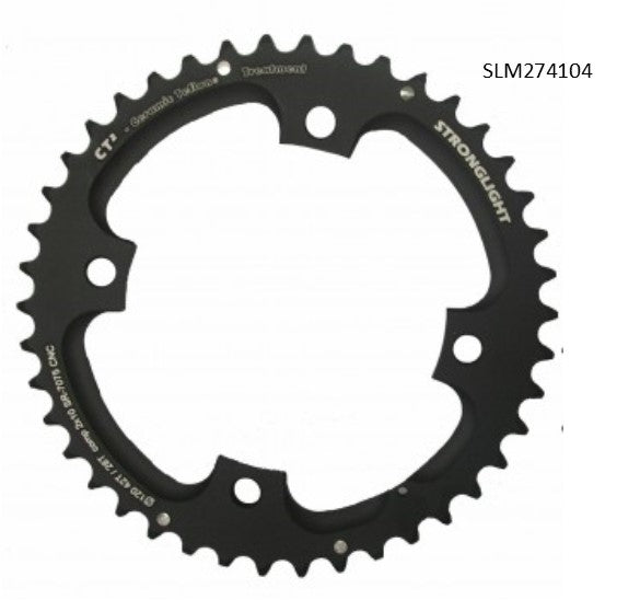 CHAINRING - MTB "STRONGLIGHT", 42T, 7075 CNC Black CT2 SRAM XX,XO,X7,X9 - 120mm BCD, 4 Hole for 10 Spd "NOTE" " 42T"