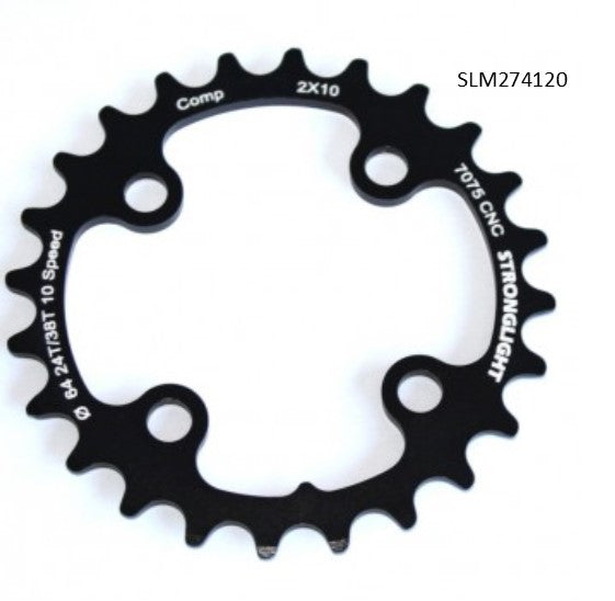 CHAINRING - MTB "STRONGLIGHT", 22T, 7075 CNC Black Shimano - 64mm BCD, 4 Hole for 10 Spd