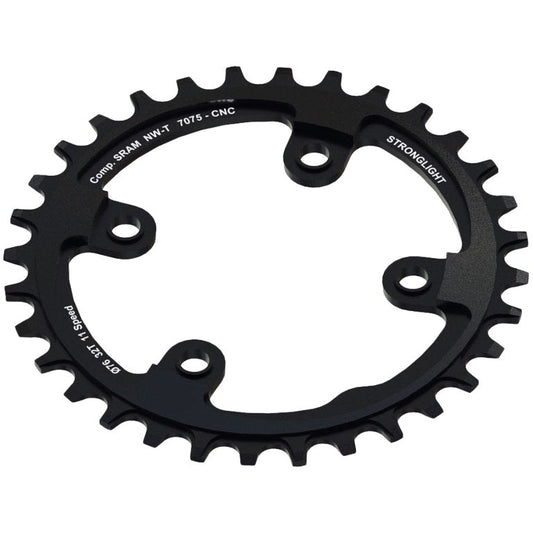 CHAINRING - MTB-NW "STRONGLIGHT", 32T, 7075 CNC  Black  SRAM XX1 - 76mm BCD, 4 Hole for 11Spd - (Narrow Wide)