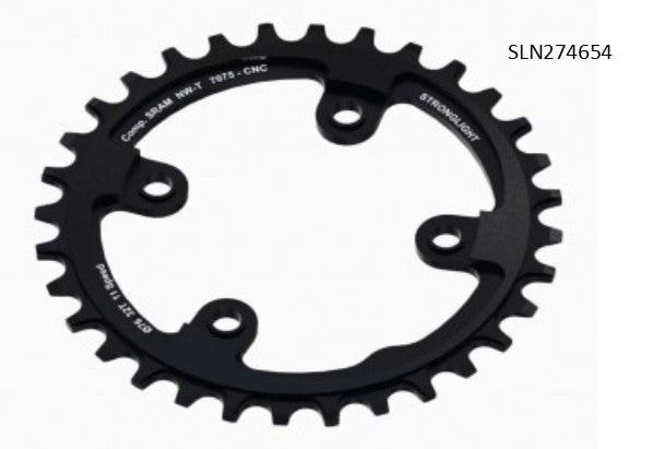 CHAINRING - MTB "STRONGLIGHT", 36T, 7075 CNC Black SRAM XX1 - 76mm BCD, 4 Hole for 11 Spd