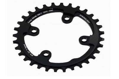 CHAINRING - MTB "STRONGLIGHT", 38T, 7075 CNC Black SRAM XX1 - 76mm BCD, 4 Hole for 11 Spd