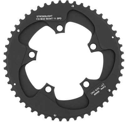CHAINRING - ROAD "STRONGLIGHT", 53T, 7075 CNC Black CT2 SRAM Red - 110mm BCD, 5 Hole for 11 Spd