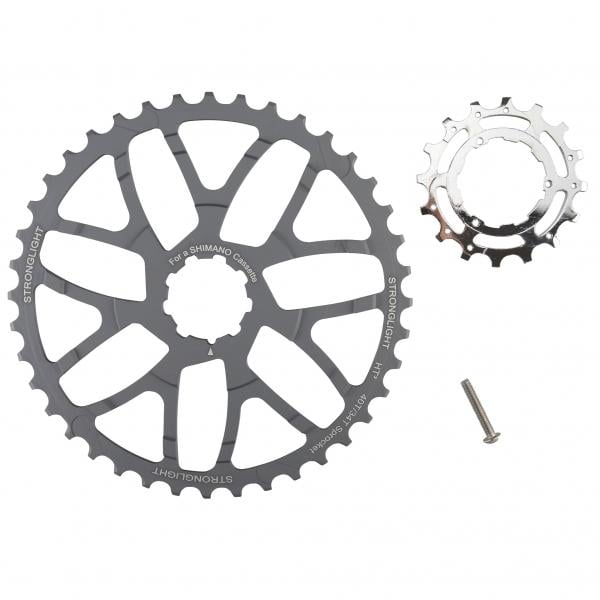 CHAINRING "STRONGLIGHT" SHIMANO 10 Speed CASSETTE EXTENDER/CONVERSION - 42T - 7075 W/16T Steel Silver