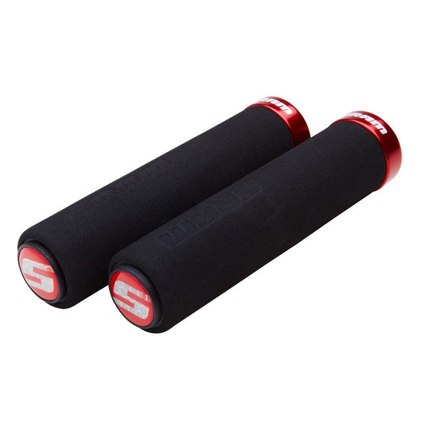 SRAM Foam Lock On Grips 129mm Black/Red Clamps & End Plugs