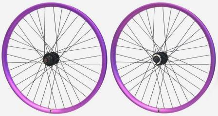 Wheel 26" Velocity Blunt-35 D/w Tubeless Ready All Purple Rim, Joytech 6 Disc Q/r Black Hub , Mach 1 Black Spokes , (SOLD As F & R PAIR)