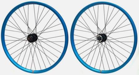 Wheel 26" Velocity Blunt-35  D/w Tubeless Ready Rim All Blue  , Joytech 6 Bolt Disc Q/r Black Hub ,  Mach 1 Black Spokes , (SOLD As PAIR)