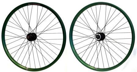 Wheel 26" Velocity Blunt-35  D/w Tubeless Ready Rim All Green  , Joytech 6 Bolt Disc Q/r Black Hub ,  Mach 1 Black Spokes , (SOLD As PAIR)