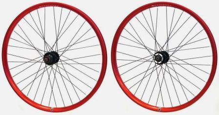 Wheel 26" Velocity Blunt-35  D/w Tubeless Ready Rim All Red  , Joytech 6 Bolt Disc Q/r Black Hub ,  Mach 1 Black Spokes , (SOLD As PAIR)