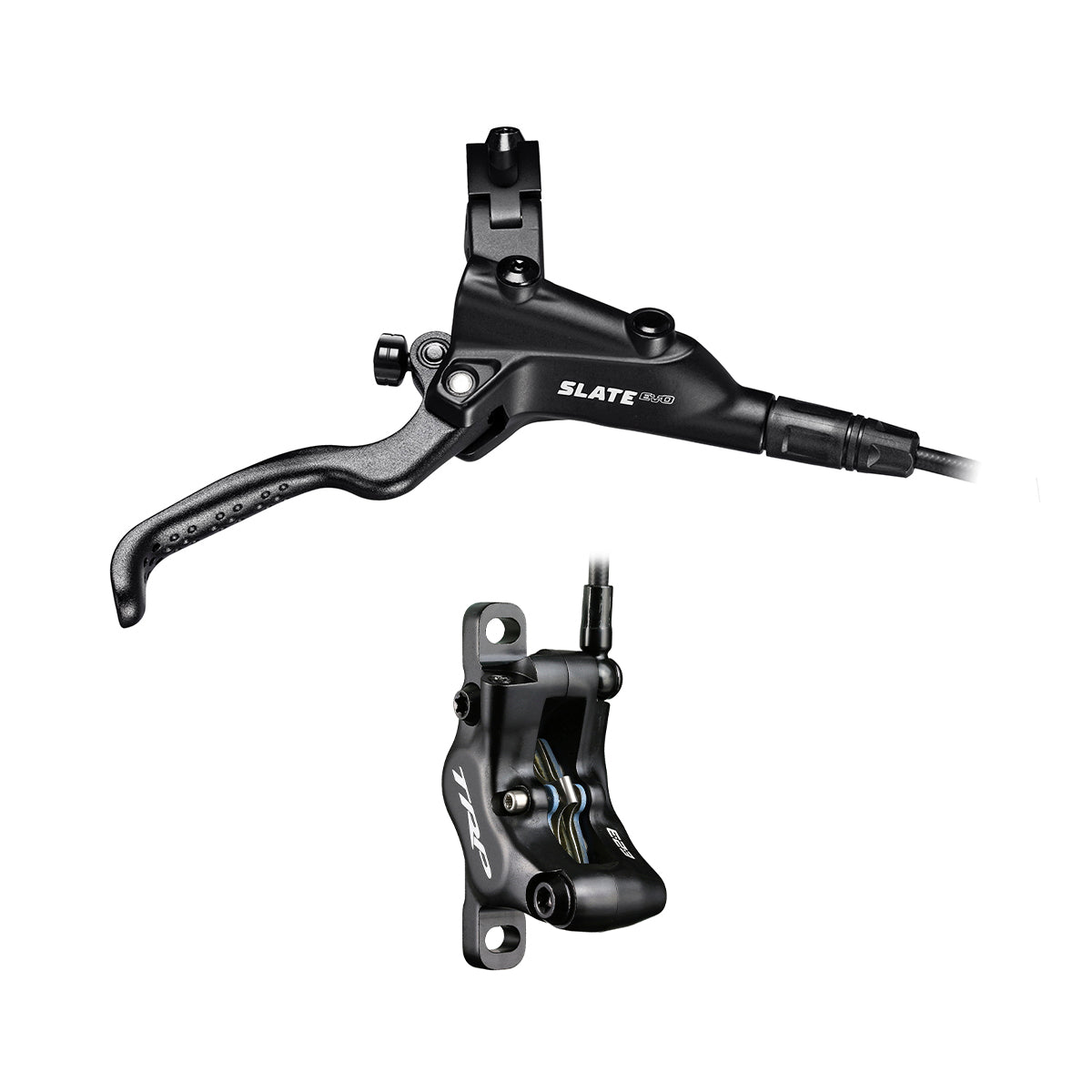 TRP Hydraulic 4-piston disc brake, black, SLATE EVO, 5mm hose, L: 1900mm. * Left side for Rear. (Uses 2.3mm Rotor Only - Rotor not included)