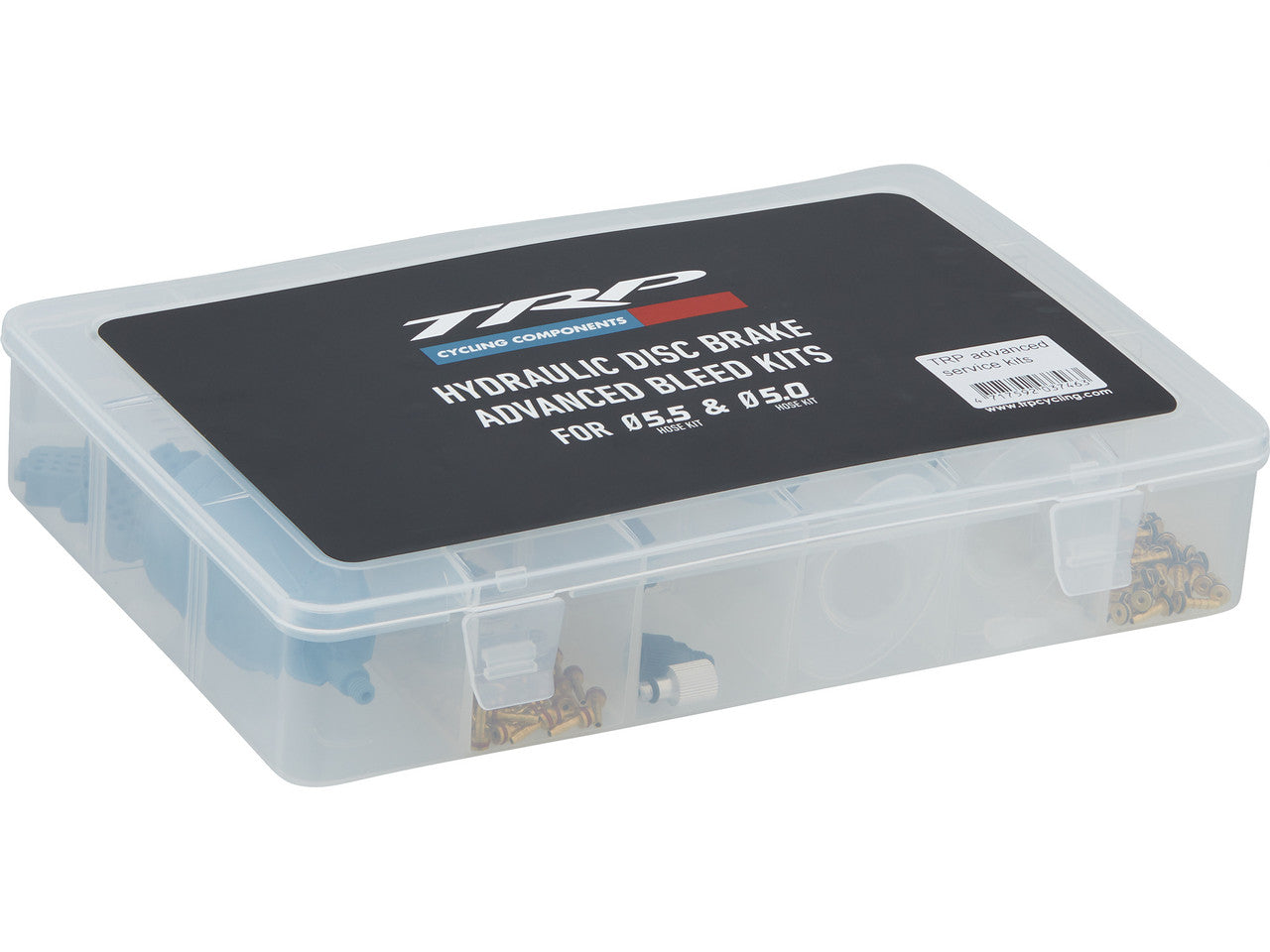 TRP Advanced bleed kit, for DIA. 5.0 and 5.5mm hose, inc syringe, bleed funnel, hose retainer,compression ferrules brass inserts