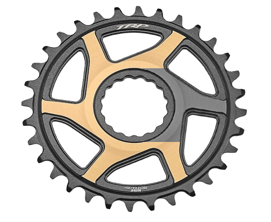 TRP Chainring CR-M9050, 32T - 0mm offset - Chainring Cinch Interface, Duotone (Sandblasted Black / Gold)