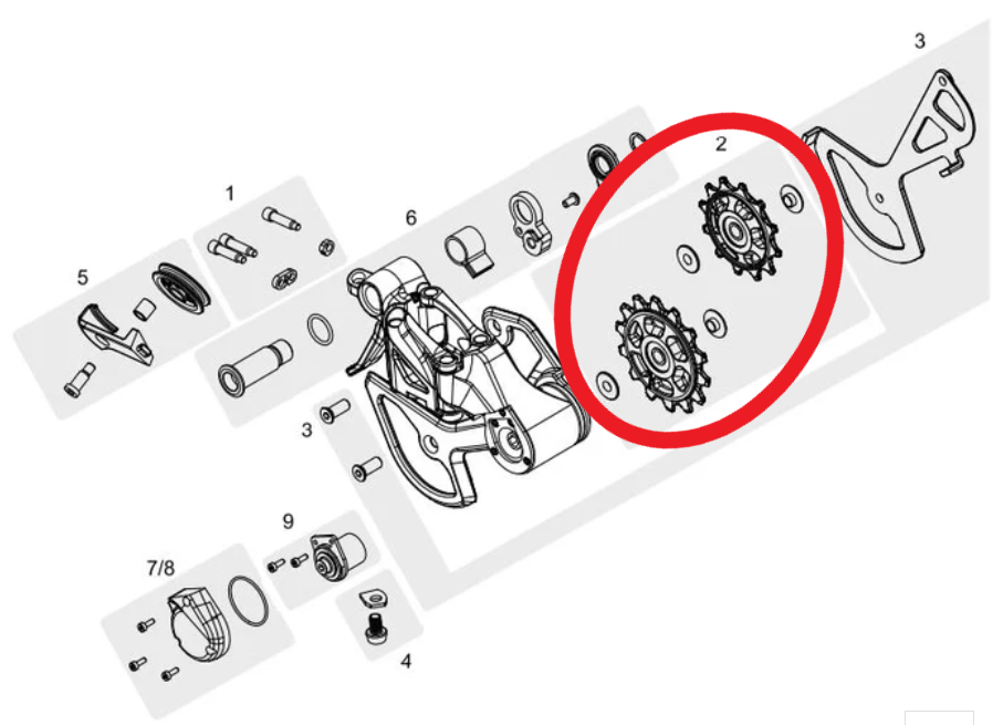 TRP Jockey wheel replacement kit, for RD-M9070