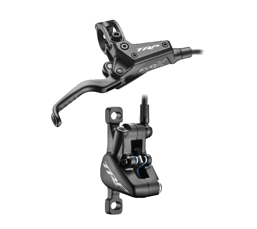 TRP DHR EVO X FRONT, Disc brake set, front, for right hand, alloy, hydraulic 2-piston. BLACK (Uses 1.8mm Rotor Only - Rotor not included)