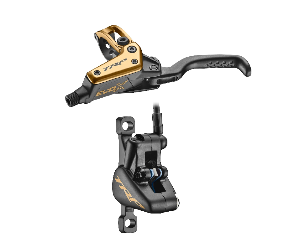 TRP DHR EVO X REAR, Disc brake set, rear, for left hand, alloy, hydraulic 2-piston. GOLD (Uses 1.8mm Rotor Only - Rotor not included)