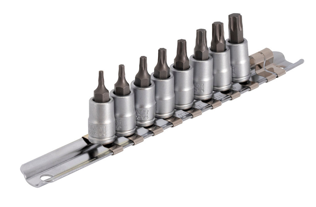 A NEW ITEM - Unior Torx driver socket set with TX profile 1/4" on rail (8, 10, 15, 20, 25, 27, 30, 40) 629696 Professional Bicycle Tool, quality guaranteed