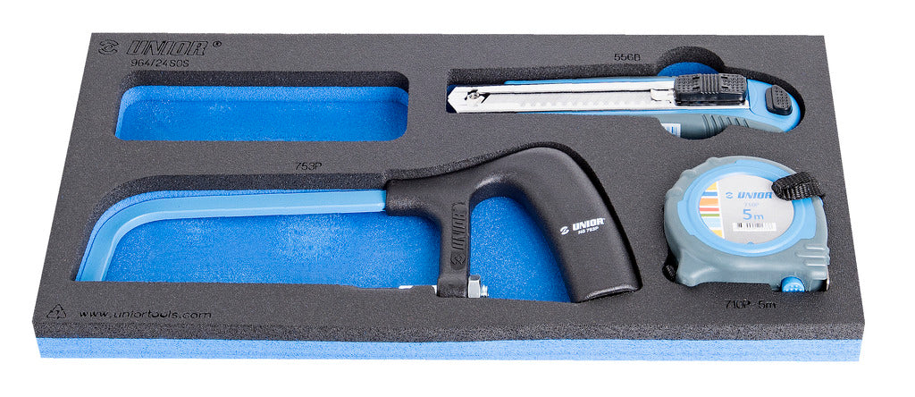 Unior - Set of universal knife, saw and measuring tape in SOS tool tray 621079 Professional Bicycle tool, quality guaranteed