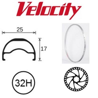 VELOCITY RIM - Blunt SL 26"" (559) 32h Silver, Disc Speciific OD 25 x 17mm