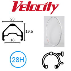 RIM 700c x 18mm - VELOCITY A23 - 28H - (622 x 18) - Presta Valve - Rim Brake - D/W - WHITE