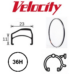 RIM 26" x 18mm - VELOCITY SYNERGY OC - 36H - (559 x 18) - Presta Valve - Rim Brake - D/W - BLACK (Anodised) - OCR