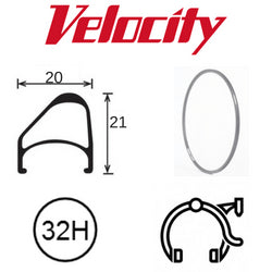 RIM 700c x 14mm - VELOCITY AEROHEAD OC - 32H - (622 x 14) - Presta Valve - Rim Brake - D/W - GREY (Anodised) - MSW - OCR