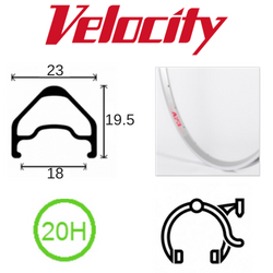 RIM 700c x 18mm - VELOCITY A23 - 20H - (622 x 18) - Presta Valve - Rim Brake - D/W - SILVER - MSW