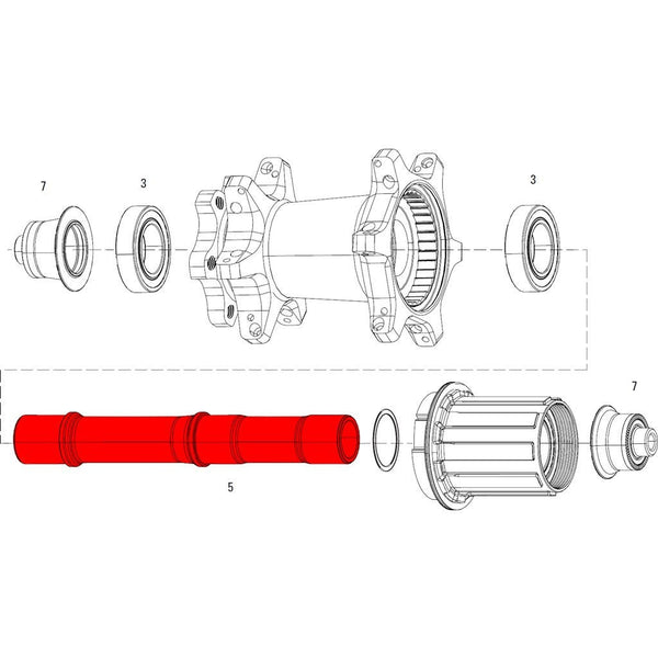 WHEEL AXLE REAR ZIPP COGNITION DISC BRAKE NSW WITH BEARINGS