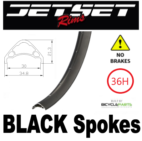 WHEEL - 27.5/650B Jetset AE-30 36H S/j Black Rim, FRONT 3/8" Nutted (100mm OLD) Loose Ball KK Rival Black Hub, BLACK Spokes