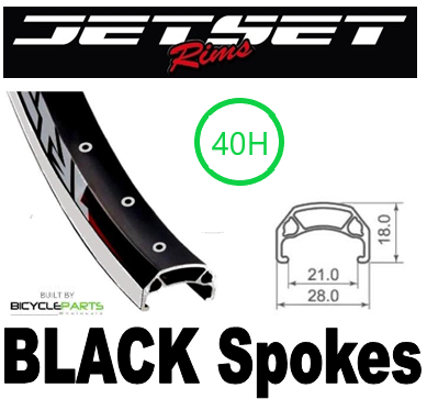 WHEEL - 700c Jetset CH-E213 40H Black Rim, 8/10 SPEED Q/R (135mm OLD) 6 Bolt Disc Sealed KK Rival Black Hub, BLACK Spokes