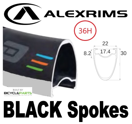 WHEEL - 700C Alex PRO30 36H W/j Black Rim, 8/10 SPEED Nutted (135mm OLD) 6 Bolt Disc Sealed Novatec Black Hub, BLACK Spokes
