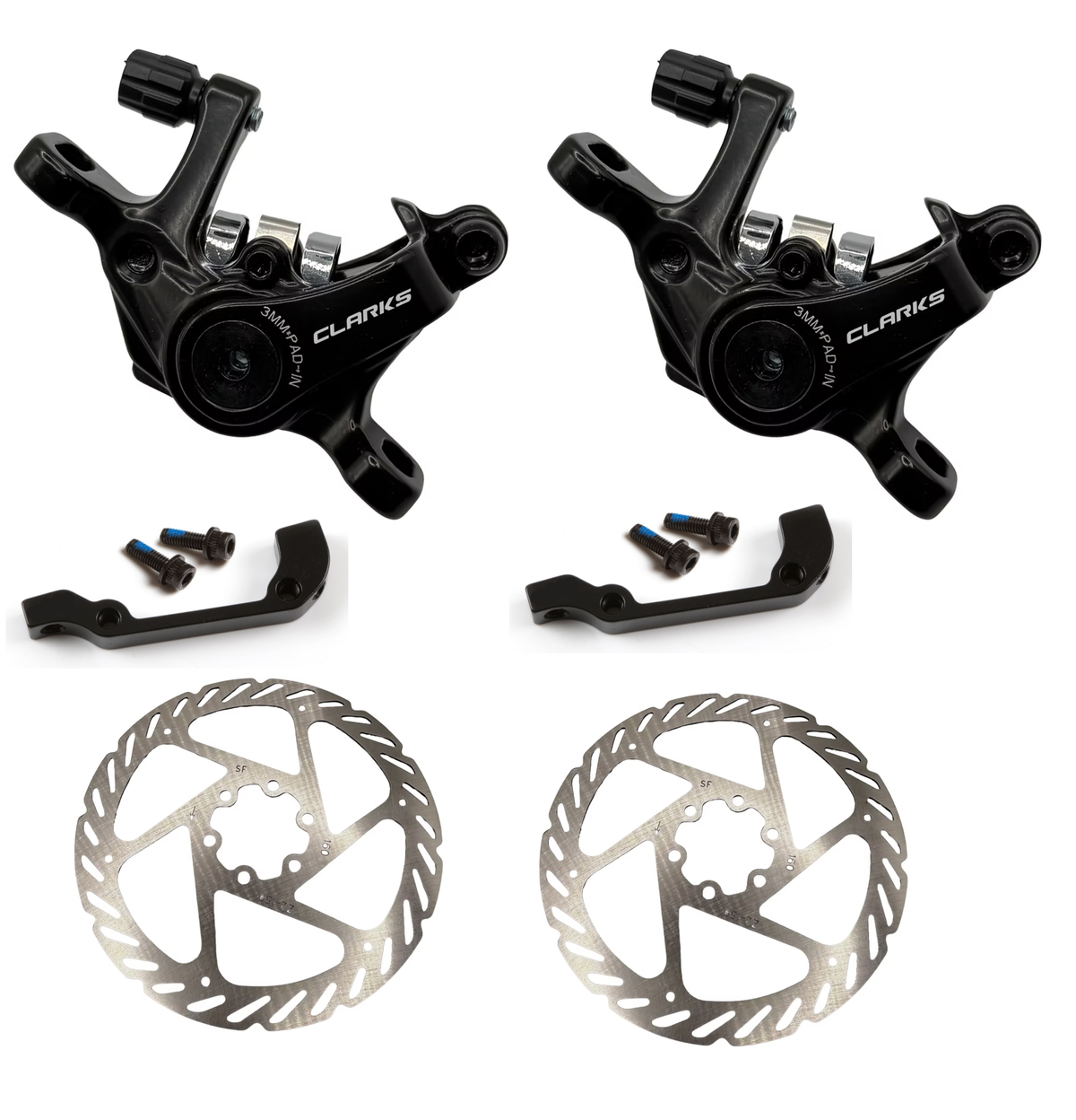 Disc Brake Set, CLARKS CXR-01, Mechanical, DUAL PISTON, FRONT & REAR, Road/Gravel, Includes 2 x 160mm rotors
