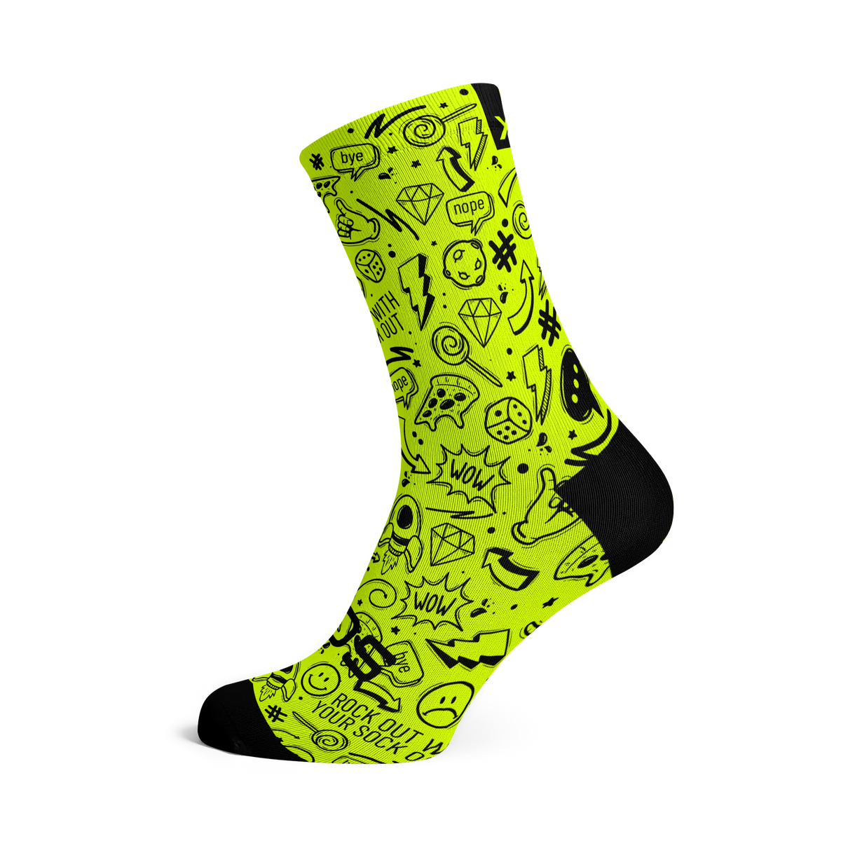 Doodle Fluo - Size M (US 5-9) - SOX Footwear Performance Socks - 1 Pair