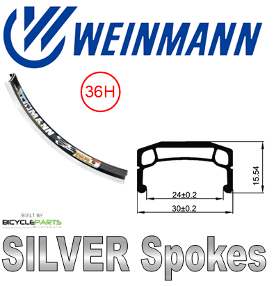WHEEL - 20" Weinmann DM30 36H P/j Black Rim, 8/10 SPEED Nutted (135mm OLD) 6 Bolt Disc Sealed Novatec Black Hub, SILVER Spokes