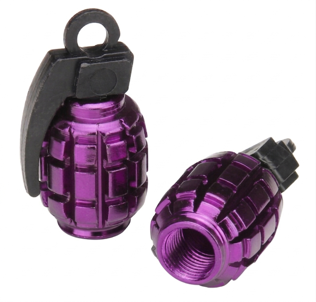 A/V Cap - Grenade, Purple, Alloy Anodised, Sold Individually