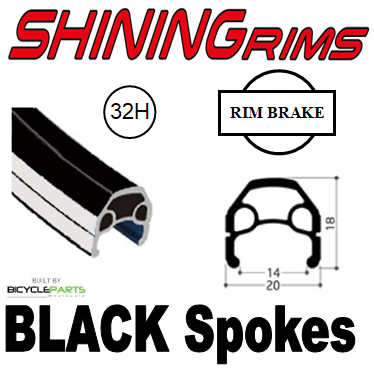 WHEEL - 650C Shining A-M8S 32H S/j Black Rim, FRONT Q/R (100mm OLD) Loose Ball Joytech Road Profile Silver Hub, Mach 1 BLACK Spokes