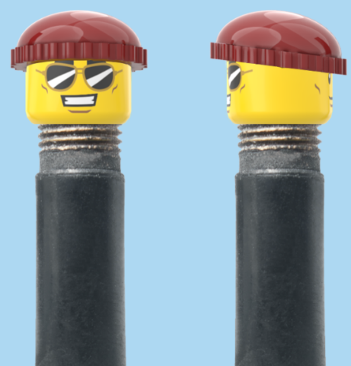 2 Faces | Sunglasses with Cheesy Smile | Normal Smile Face | Brown Beanie | AV | Brick Caps | Sold as Pair