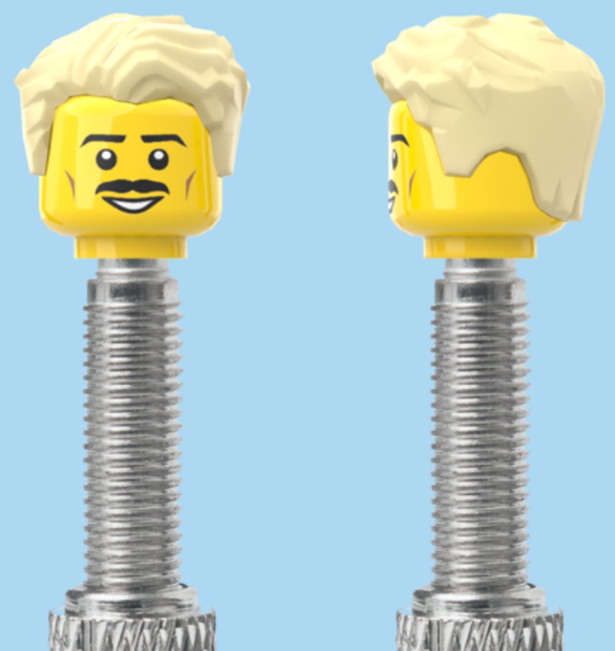 Moustache Smile | Styled Blonde Hairdo | FV | Brick Caps | Sold as Pair