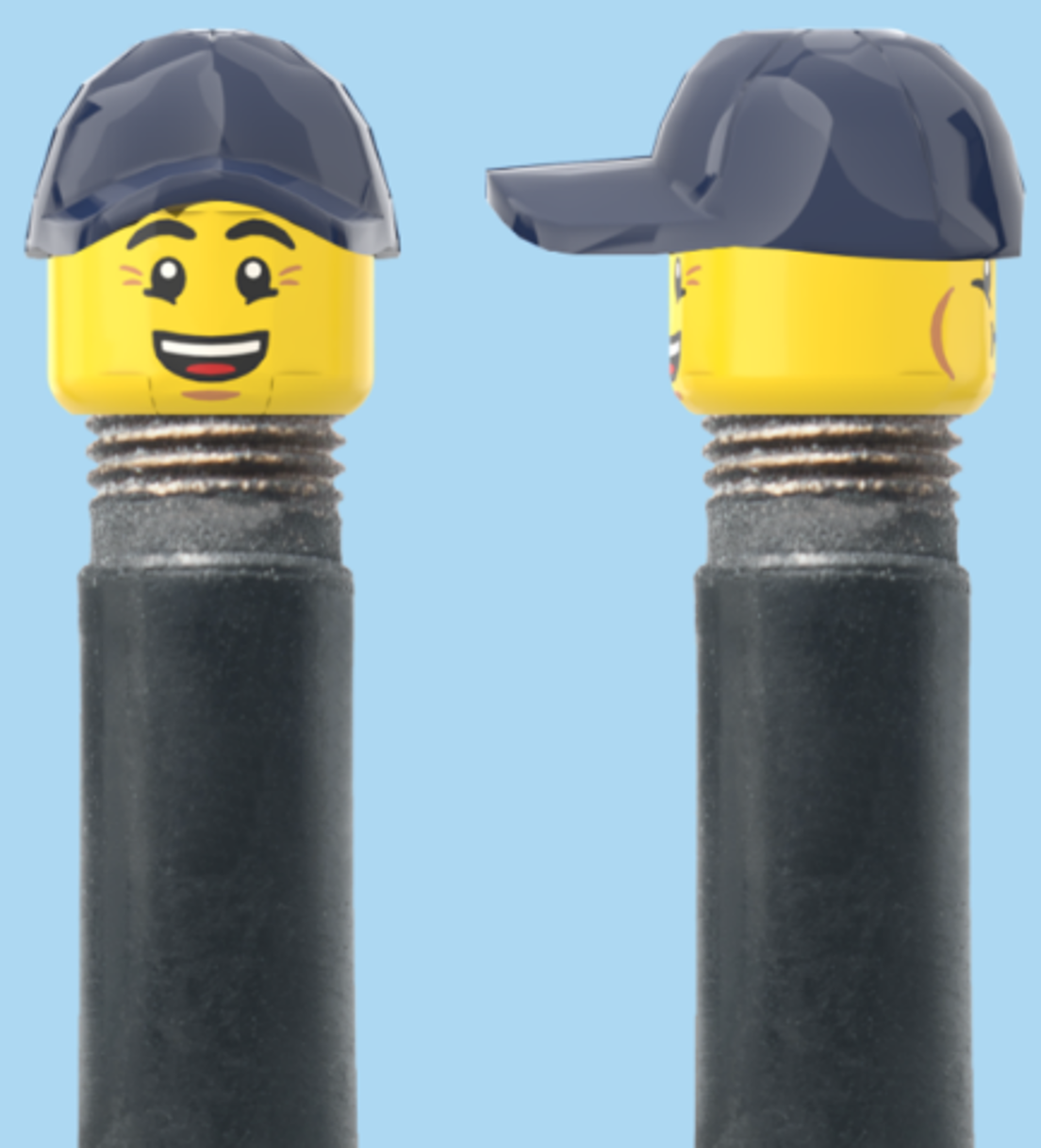 2 Faces | Bursting Cheeks Face | Wrinkle Eyes Face | Blue Cap | AV | Brick Caps | Sold as Pair