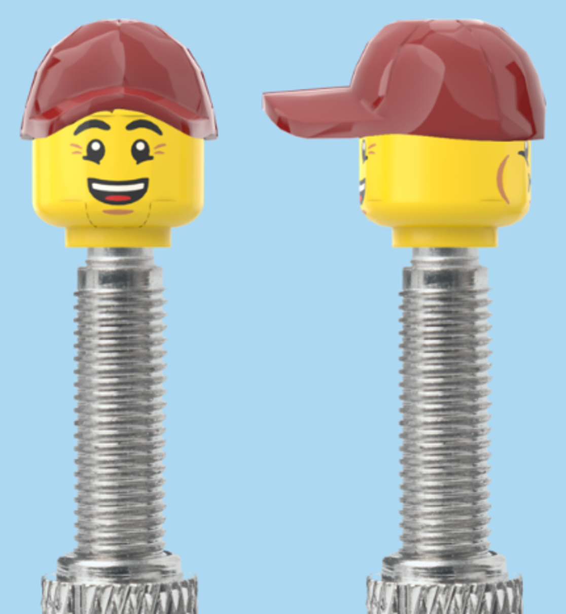 2 Faces | Bursting Cheeks Face | Wrinkle Eyes Face | Maroon Cap | FV | Brick Caps | Sold as Pair